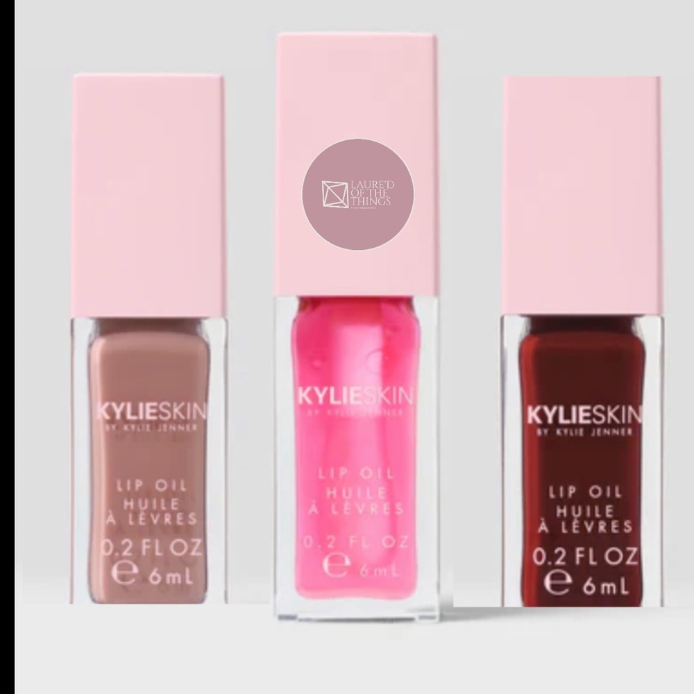 Kylie Cosmetics Lip Oil Bundle - Strawberry, Crème Brûlée, Haselnut Creme
